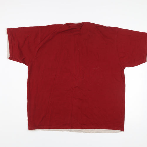 CS Active Men’s Red XL Sports Striped Cotton T-Shirt