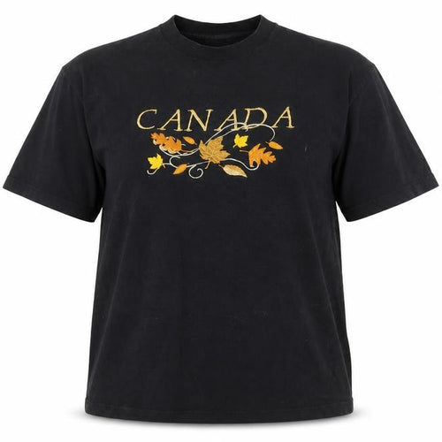 Quality Goods Women Black Cotton Canada Embroidered T-Shirt M