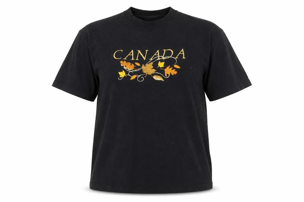 Quality Goods Women Black Cotton Canada Embroidered T-Shirt M