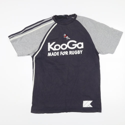 Kooga Men's Medium Black Grey Rugby Graphic Cotton T-Shirt