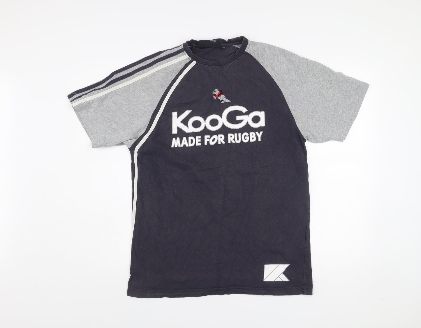 Kooga Men's Medium Black Grey Rugby Graphic Cotton T-Shirt