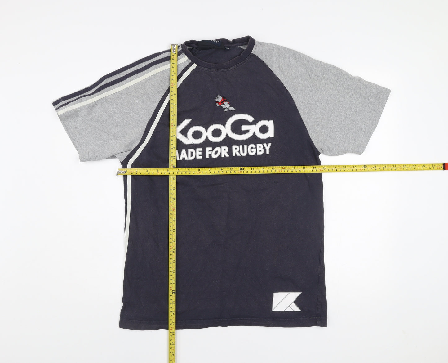 Kooga Men's Medium Black Grey Rugby Graphic Cotton T-Shirt