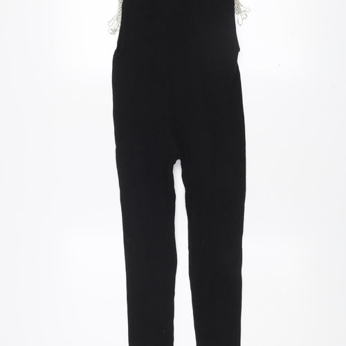 Zara Women Black XS Slim Fit Sleeveless Zip Back Catsuit