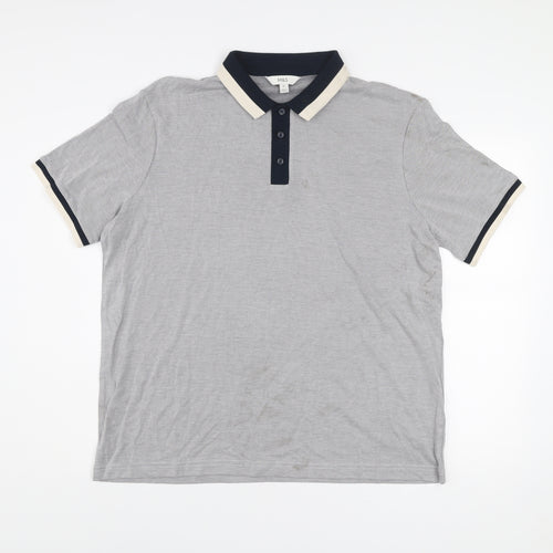 Marks and Spencer Men's Grey Geometric Polo Shirt XL Short Sleeve