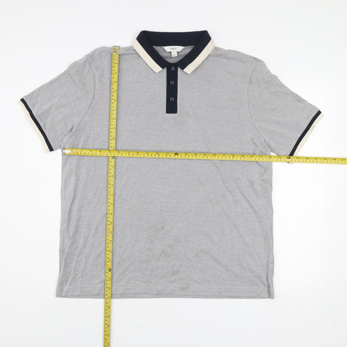Marks and Spencer Men's Grey Geometric Polo Shirt XL Short Sleeve