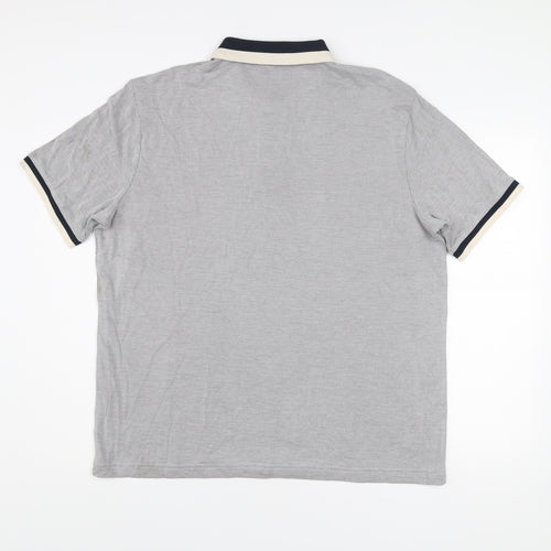 Marks and Spencer Men's Grey Geometric Polo Shirt XL Short Sleeve