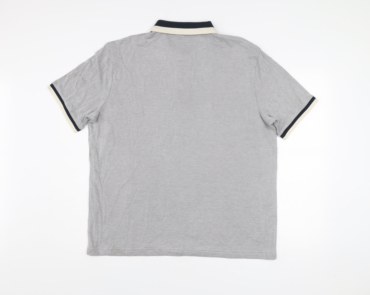 Marks and Spencer Men's Grey Geometric Polo Shirt XL Short Sleeve