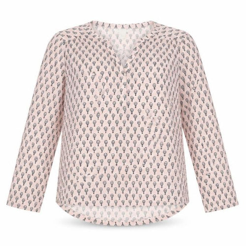 H&M Women Pink XS Tunic Blouse Hot Air Balloon Print 3/4 Sleeve