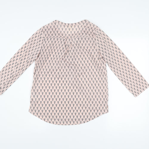 H&M Women Pink XS Tunic Blouse Hot Air Balloon Print 3/4 Sleeve