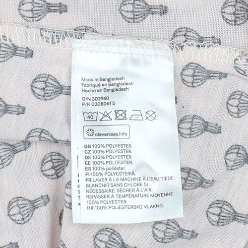 H&M Women Pink XS Tunic Blouse Hot Air Balloon Print 3/4 Sleeve