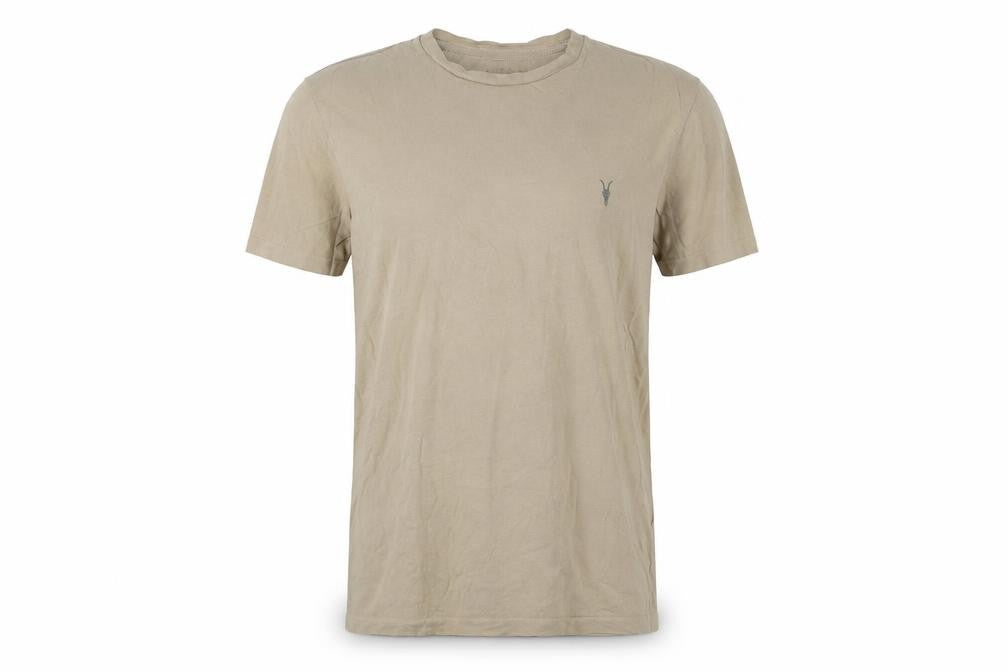 AllSaints Men's Beige XS Slim Fit Cotton Crew Neck T-Shirt