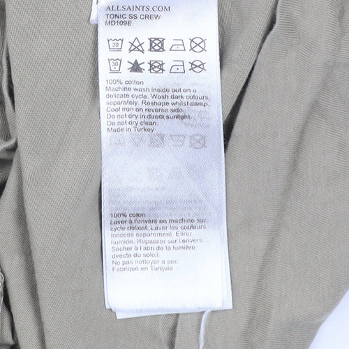 AllSaints Men's Beige XS Slim Fit Cotton Crew Neck T-Shirt