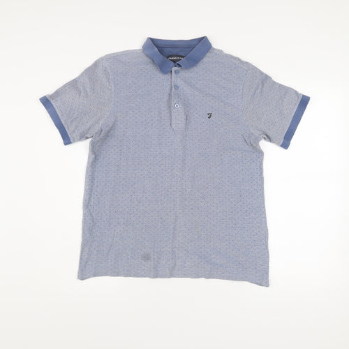 Farah Jeans Men's Blue Medium Polo Shirt Short Sleeve Cotton