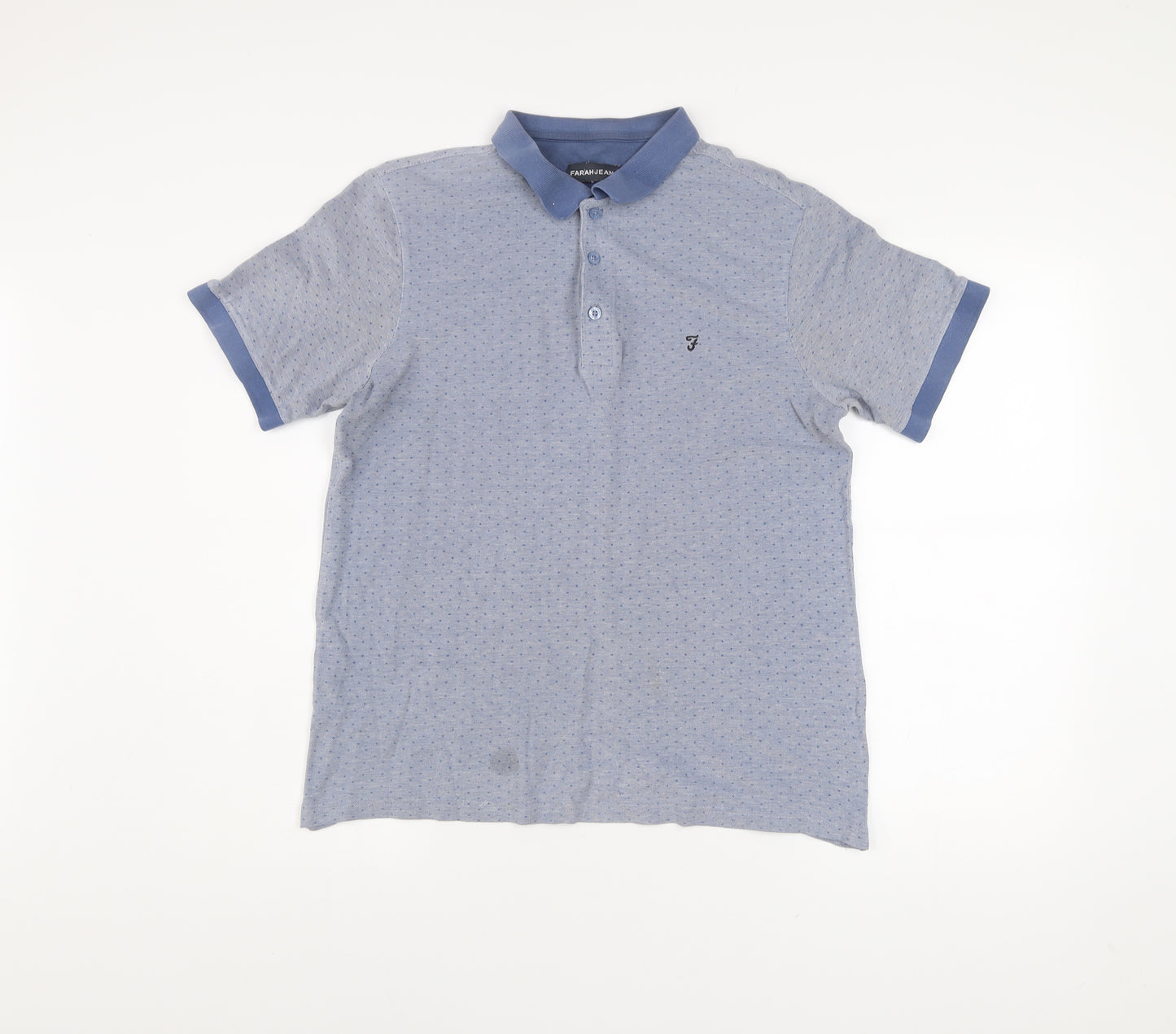 Farah Jeans Men's Blue Medium Polo Shirt Short Sleeve Cotton