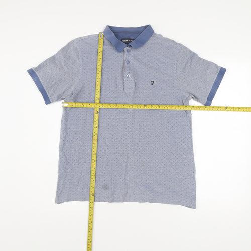 Farah Jeans Men's Blue Medium Polo Shirt Short Sleeve Cotton
