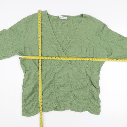 Gallery Women’s Green XL Wrap Blouse 3/4 Sleeve V-Neck Top