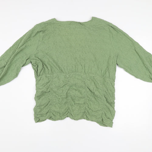 Gallery Women’s Green XL Wrap Blouse 3/4 Sleeve V-Neck Top