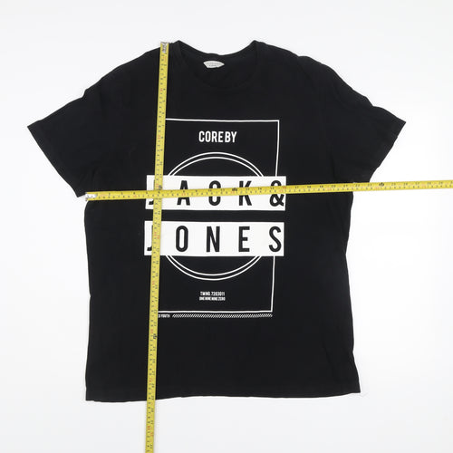 Jack & Jones Men’s Black XL Graphic Print Crew Neck T-Shirt