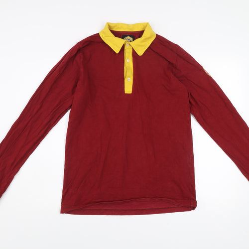 AS Roma Men Red Cotton Long Sleeve Collared Football Shirt M