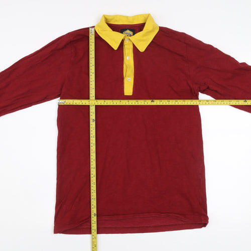 AS Roma Men Red Cotton Long Sleeve Collared Football Shirt M