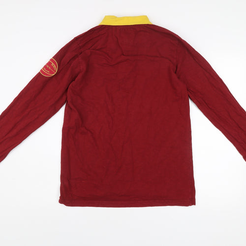 AS Roma Men Red Cotton Long Sleeve Collared Football Shirt M