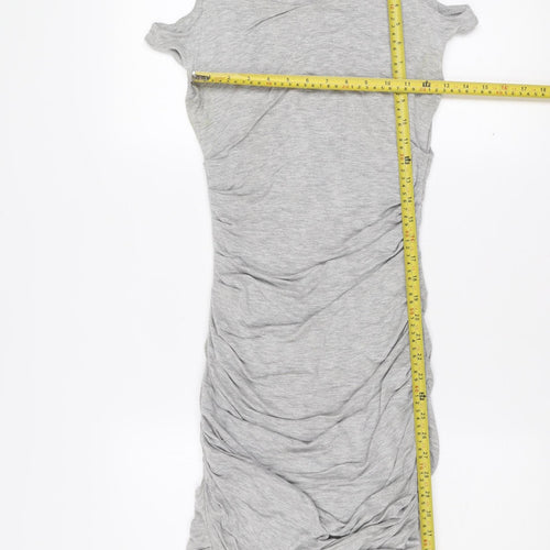 Bailey/44 Womens Grey XS Bodycon Ruched Jersey Scoop Neck Dress