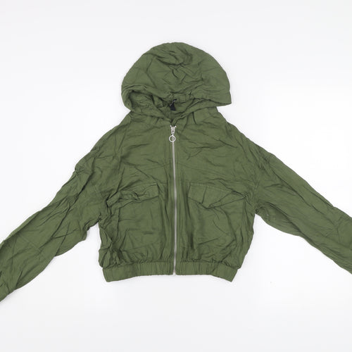 Rio Womens Green XS Cropped Hooded Zip Windbreaker Jacket