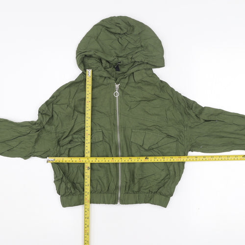 Rio Womens Green XS Cropped Hooded Zip Windbreaker Jacket