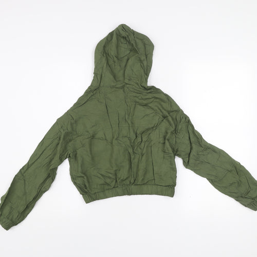 Rio Womens Green XS Cropped Hooded Zip Windbreaker Jacket
