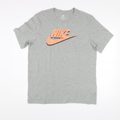 Nike Men's Grey Graphic Logo T-Shirt Size L Short Sleeve Cotton