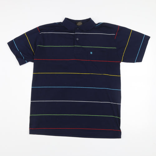 Hugo Samuel Men’s Blue Striped Cotton Polo Shirt XL