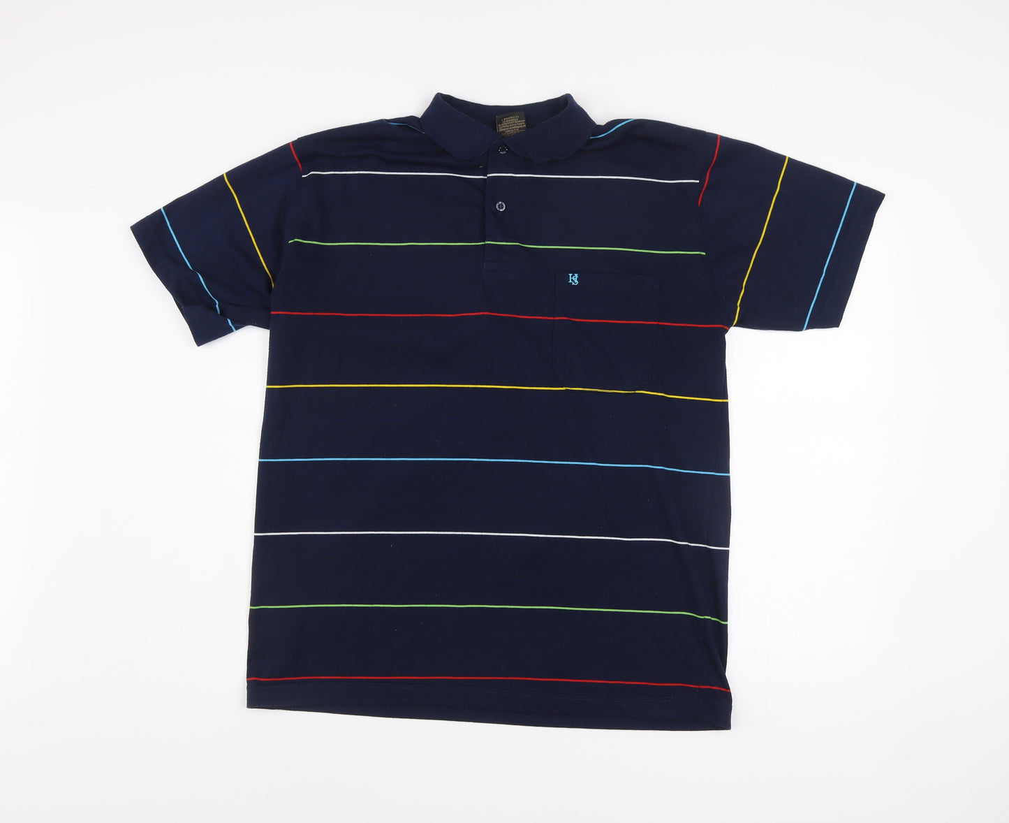 Hugo Samuel Men’s Blue Striped Cotton Polo Shirt XL