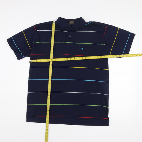 Hugo Samuel Men’s Blue Striped Cotton Polo Shirt XL