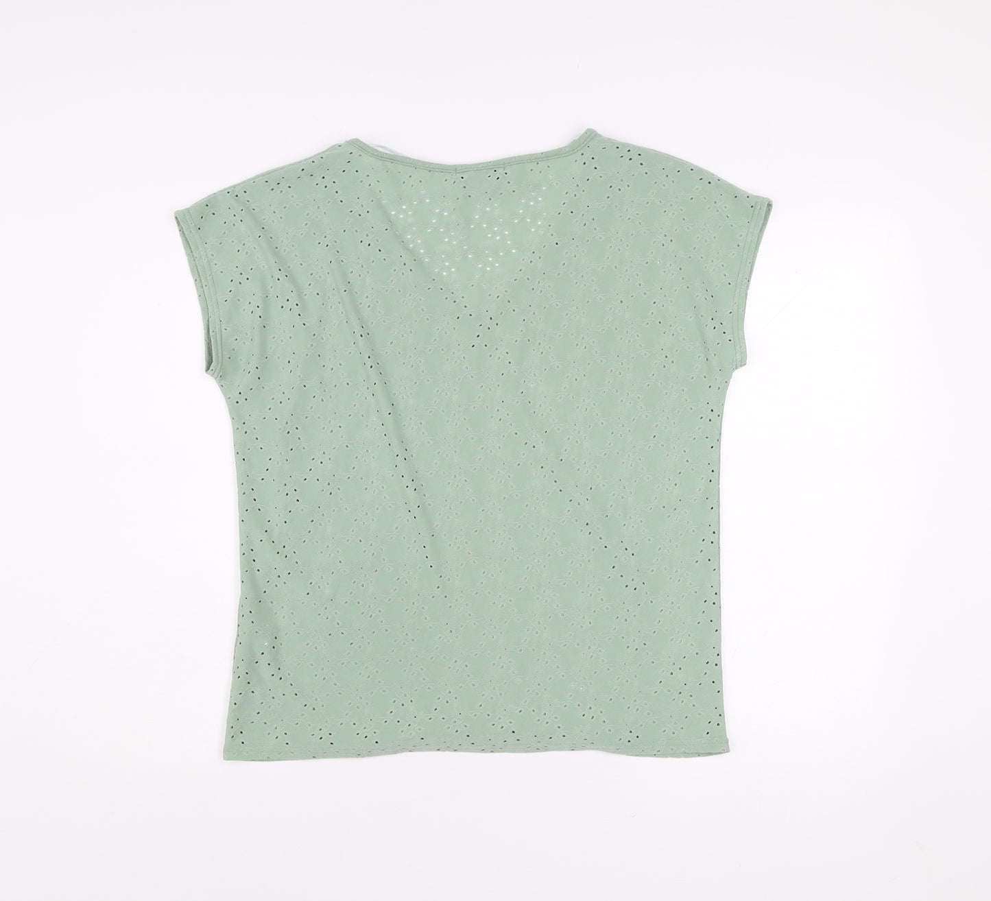 Alexara Womens Green V-Neck Short Sleeve Stretch T-Shirt Size M