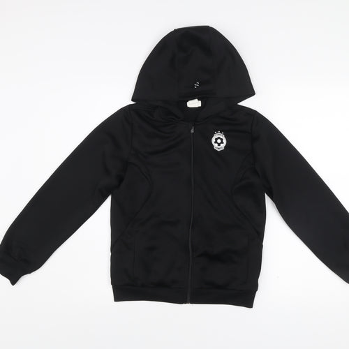 H&M Boys Black 11-12 Years Track Jacket Hooded Full Zip Sport Activewear