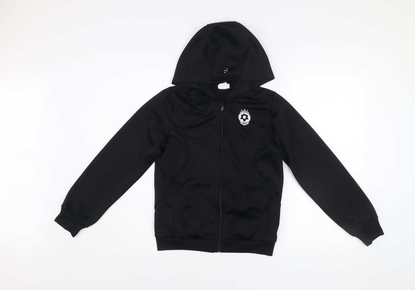 H&M Boys Black 11-12 Years Track Jacket Hooded Full Zip Sport Activewear