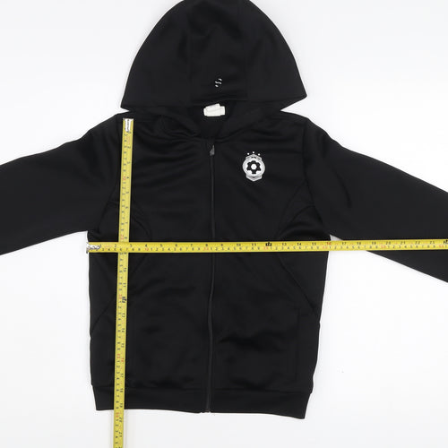 H&M Boys Black 11-12 Years Track Jacket Hooded Full Zip Sport Activewear