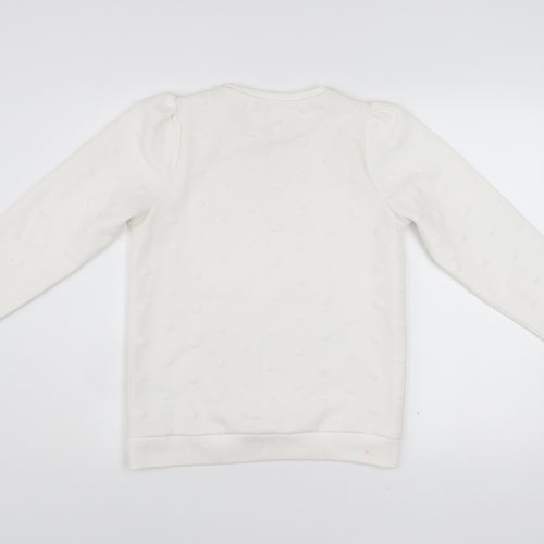 Savida Women Ivory XS Pullover Jumper Crew Neck Polka Dot Puff Sleeve
