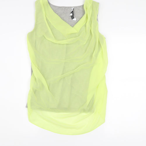 Jonathan Saunders Womens Grey Yellow Cowl Neck Sleeveless Blouse Size 14