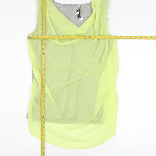 Jonathan Saunders Womens Grey Yellow Cowl Neck Sleeveless Blouse Size 14