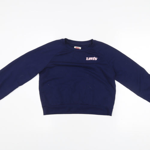 Levi's Girls Blue Logo Crew Neck Long Sleeve Pullover Sweatshirt 12 Years