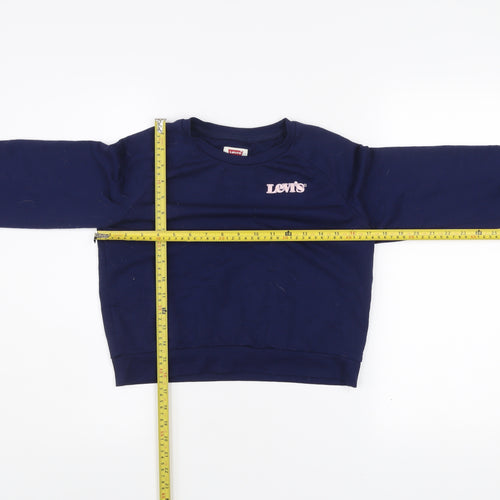 Levi's Girls Blue Logo Crew Neck Long Sleeve Pullover Sweatshirt 12 Years
