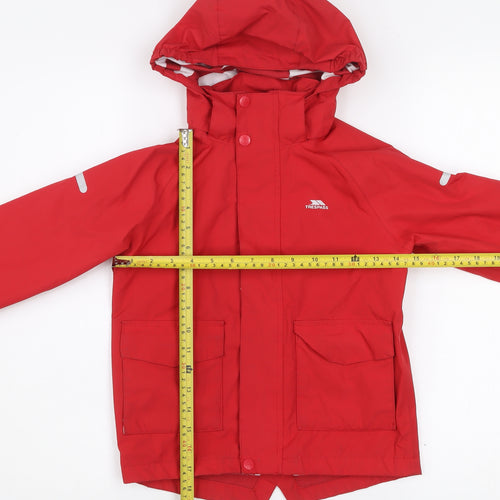 Trespass Boys Red Waterproof Rain Coat Jacket Hooded 5-6 Years
