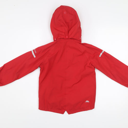 Trespass Boys Red Waterproof Rain Coat Jacket Hooded 5-6 Years