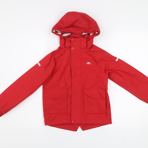 Trespass Boys Red Waterproof Rain Coat Jacket Hooded 5-6 Years