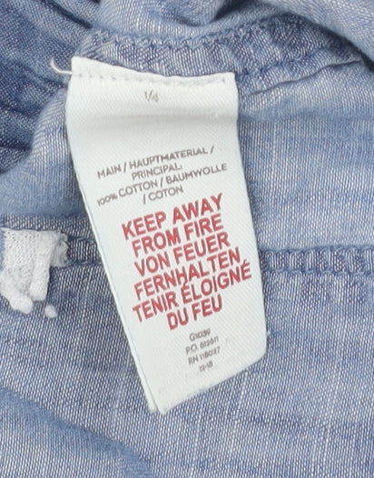 Boden Girls Blue Cotton Paperbag Tie Waist Trousers Size 10Y