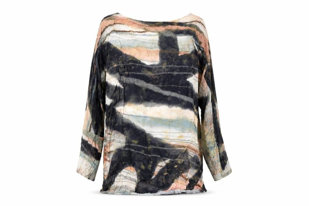 Front view of Women's Multicoloured Viscose Shift Dress, size 2, Long Sleeve