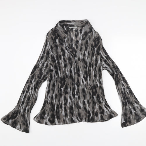 Marks and Spencer Womens Grey Animal Print Blouse UK 18 Long Sleeve Tunic