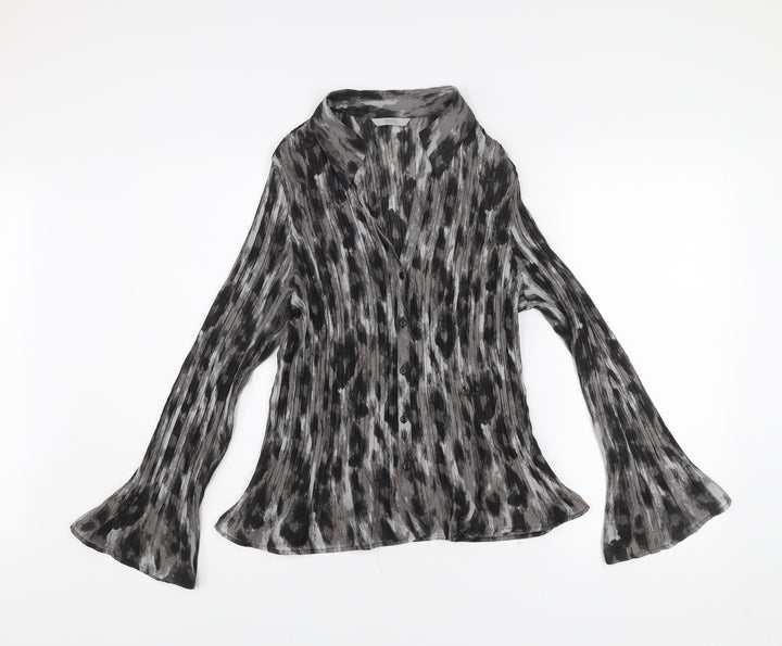 Marks and Spencer Womens Grey Animal Print Blouse UK 18 Long Sleeve Tunic