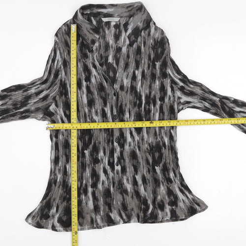 Marks and Spencer Womens Grey Animal Print Blouse UK 18 Long Sleeve Tunic